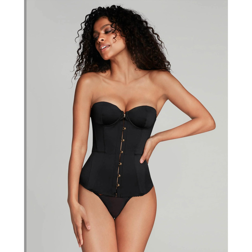 Agent Provocateur Mercy Black Satin Corset Size 2 (AP 2 / UK 8 / US 4 / EU 36)